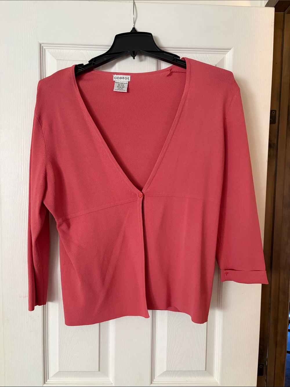 George Coral Pink V-Neck Single-Button Cardigan